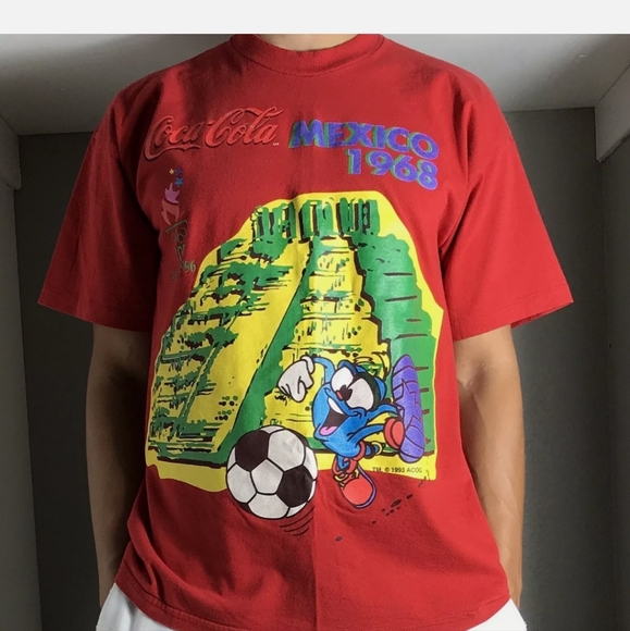 Vintage 90s coca-Cola summer olympics Soccer Bootleg Shirt Size XL - Picture 3 of 11